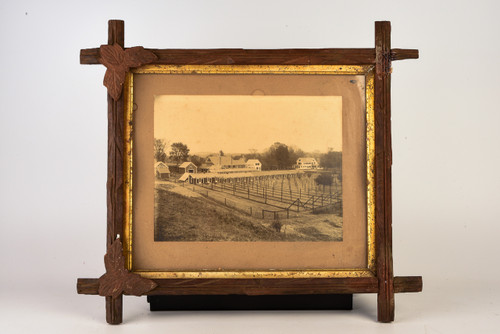 1910s Framed 17x15 Gelatin Silver Print - Farm with Extensive Poultry Houses V28