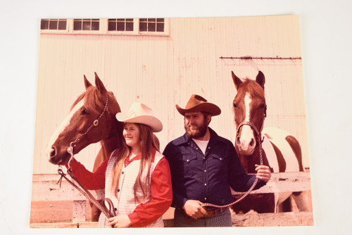 1980s 11x14'' Color Photo - Ashland County Ohio Couple with Their Horses V22