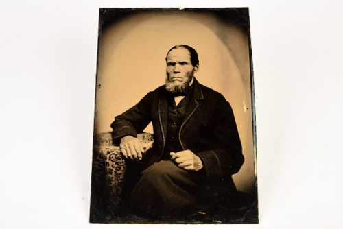 Tintype 5x7 Inch - Seated Older Gentleman Victorian Antique Photo V23