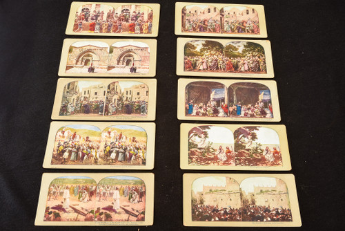 Religous Themed Stereoscope Stereo View Card Lot of 10 - 7 x 3½" Antique V21