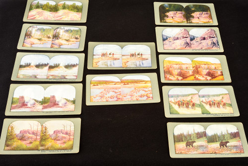 Yellowstone National Park Stereoscope Stereo View Card Lot of 12 - 7 x 3½" V25