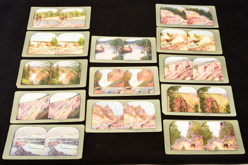 Yellowstone National Park Stereoscope Stereo View Card Lot of 13 - 7 x 3½" V24
