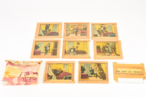 Magic Lantern Slide Set - Une Dent Qui Resiste - Vues Amusantes Lumineuses V29
