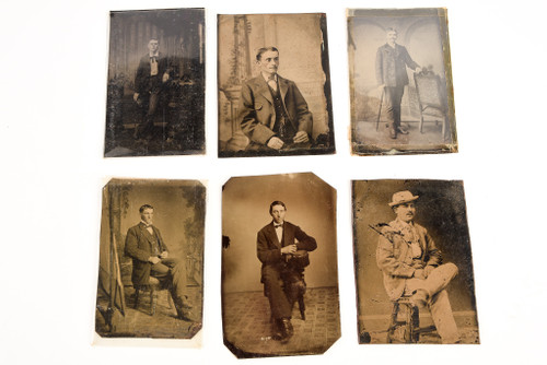 Antique Tintype lot of 6 Antique Photos Featuring Fine Victorian Gentlemen