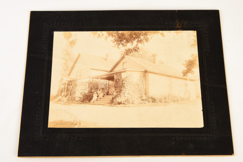1900 Mounted Albumen Print 9x7'' - 2 Homes One with People on Porch V28