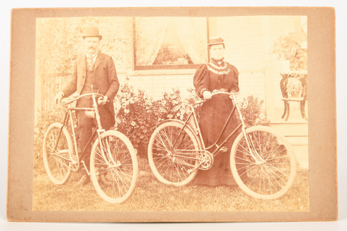 1890s Mounted Albumen Print 6½x4¼'' - Couple Posing with Bicycles V20