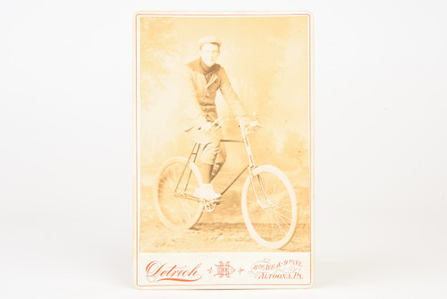 1890s Cabinet Card 4¼x6½'' Albumen Photo - Gentleman on Safety Bicycle V28