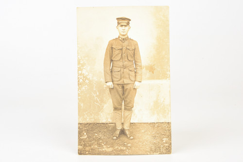 1917 3½x5½" RPPC Photo - US ARMY World War I Era Solider in Uniform V25