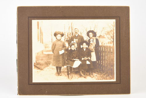 1910s Mounted Gelatin Silver Print 9x7" - Outdoor Family Portrait V24