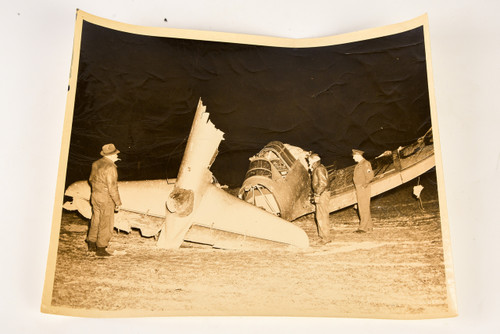1940s 10x8'' Gelatin Silver Photo - Crashed Vultee A-31 Vengeance WWII Plane V21