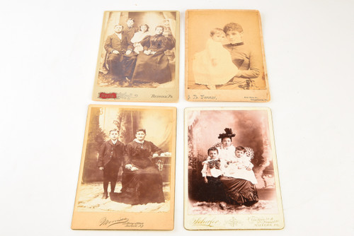 Late 1800s Cabinet Card Albumen Photo 4¼x6½ - Lot of 4 - Parents & Children V23