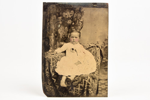 Tintype Photo 2½x3½" - Studio Portrait Young Victorian Girl in Dress V29