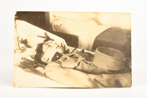 Early 1900s RPPC 5½x3½" Photo - WWI Era Post-Mortem of Italian Soldier V25