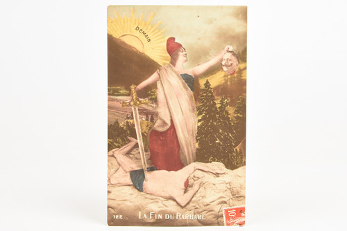 Early 1900s RPPC 3⅜x5¼" Photo - French Propaganda - The End of the Barbarian V23