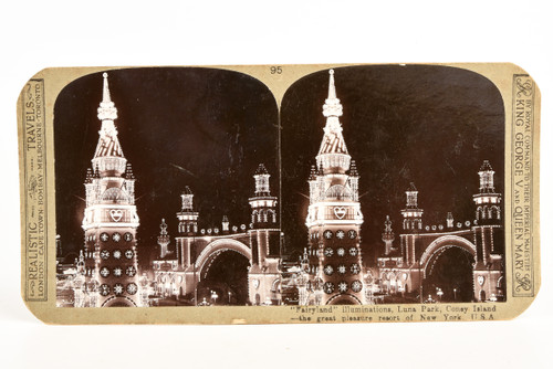 1910s Stereoview Photo 7x3½" - Fairyland Luna Park Coney Island New York V28