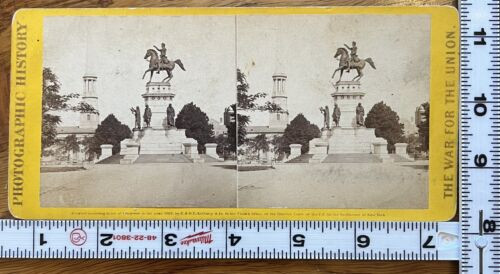 Civil War Statue Of Washington Richmond VA Tax Stamp War Stereoview Photo