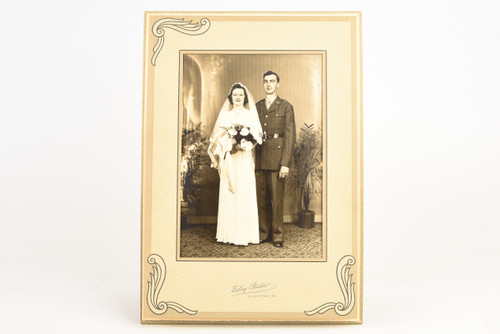 1920s Silver Gelatin Print 7x10'' - Wedding Photo Art Deco Cardboard Frame V22