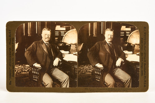 1902 H.C. White Stereoview Card 7x3½" - Teddy Roosevelt White House D.C. V29