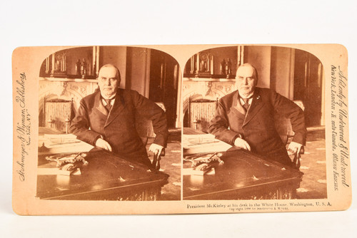 1898 Underwood Stereoview Card 7x3½" - President McKinley White House D.C. V28