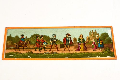 Late 1800s Magic Lantern Slide - 9⅜x3⅛" - Medieval-Style Parade Procession V25