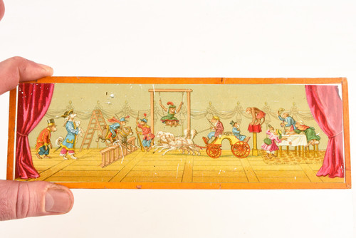 Late 1800s Magic Lantern Slide - 9⅜x3⅛ - Animals in Costume Circus Scene V29