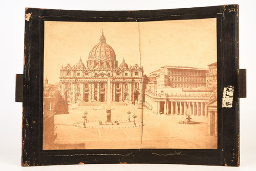 Late 1800s Megalethoscope Albumen Photo Slide 17½x11¾" - S. Peter's Rome V25