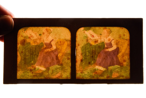 Victorian-era Artist Drawing - 1860s French Tissue Stereo View Card - 6¾x3¼" V29