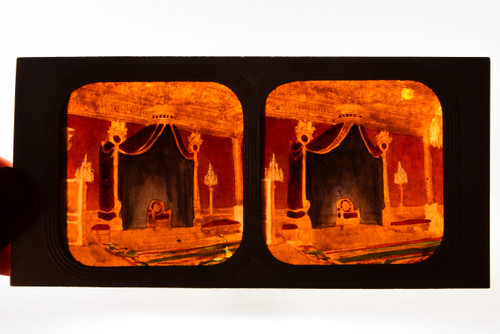 Interior Fontainebleau Palace - 1860s French Tissue Stereo View Card - 6¾x3¼ V21