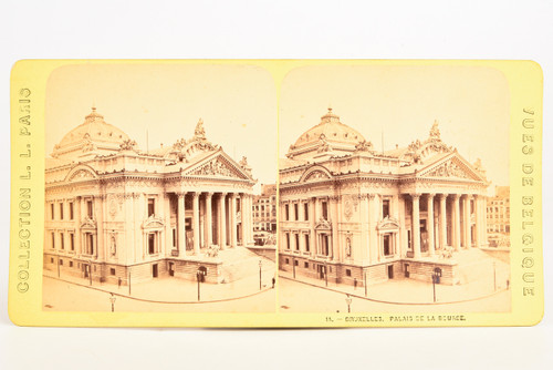 1880 Stereoview Photo 6⅞x3⅜" - Palais de la Bourse Brussels Stock Exchange V27