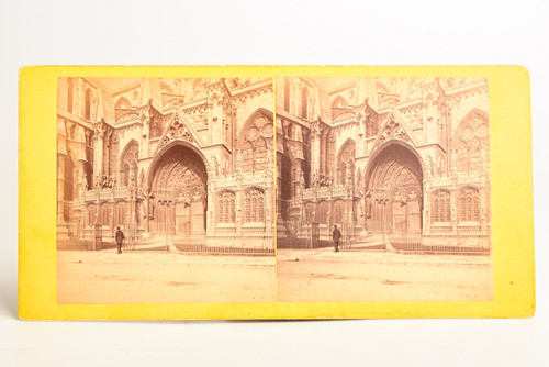 1867 Stereoview Photo 6⅞x3⅜" - Lincoln Cathedral South Entrance England V26