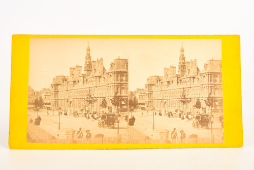 1860s Stereoview Photo 6⅞x3⅜" - Hôtel de Ville (City Hall) Paris, France V23