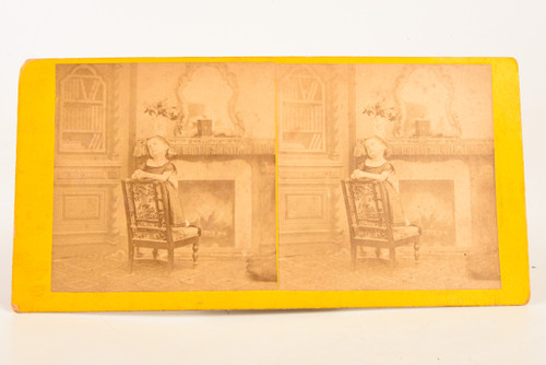 Late 1800s Stereoview Photo 6⅞x3¼'' - Young Victorian Girl Praying V24