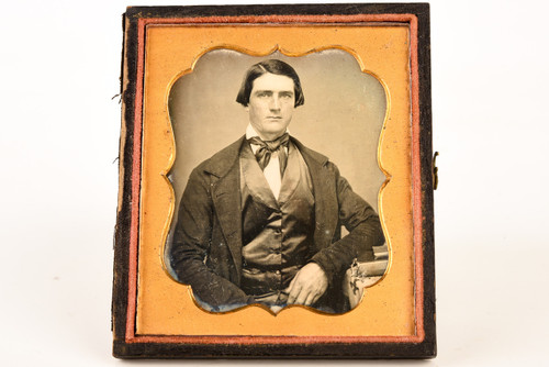 Daguerreotype Photo Victorian Gentleman 1/6 Plate Wood Composite Case V24