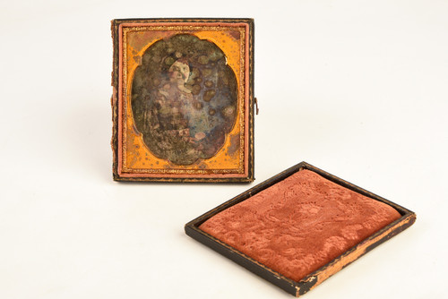 Daguerreotype Photo Victorian Lady in 1/6 Plate Wood Composite Case V29