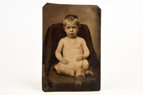 Tintype 4x6" - Sitting Portrait of Young Victorian Boy Antique Photo V20