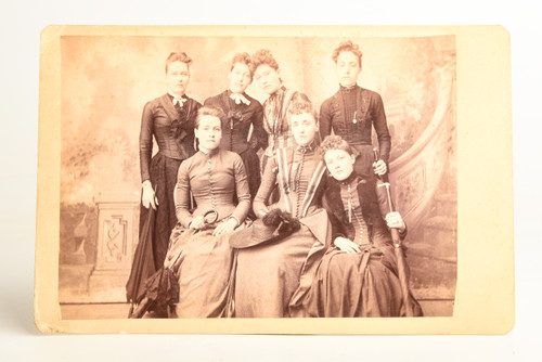 1880s Cabinet Card 6½x4¼'' Albumen Photo - Group Portrait Ladies w Umbrellas V24