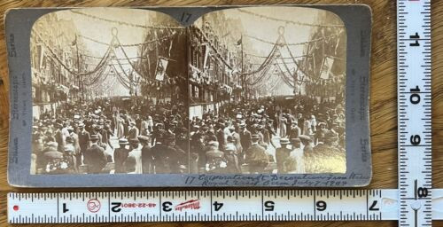UK Royal Visit Jubilee Of King Edward Firemen’s Welcome 1907 Stereoview Photo