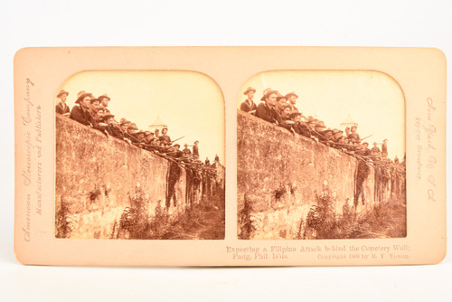1899 Tissue Stereoview Albumen Photo 7x3½" - Philippine-American War V27