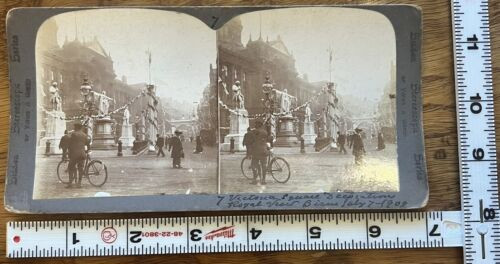 UK Royal Visit Jubilee Of King Edward Bicycles 1907 Stereoview Photo