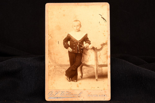 1890s Argentine Cabinet Card 4¼x6½ Photo Young Victorian Boy in Sailor Suit V27