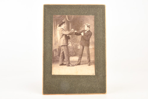 1880s Mounted Albumen Photo 4¼x6 - Staged Boxing 2 Finely Dressed Gentlemen V25