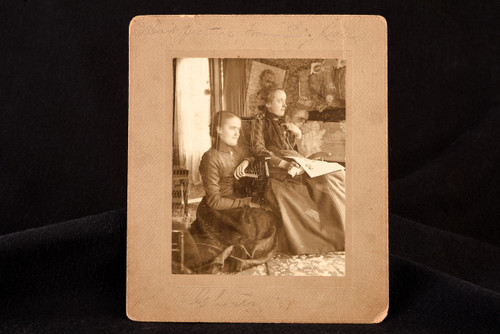 1910s Mounted Albumen Photo 5½x6½'' - 2 Ladies and a Ghost or Spirit Image V25