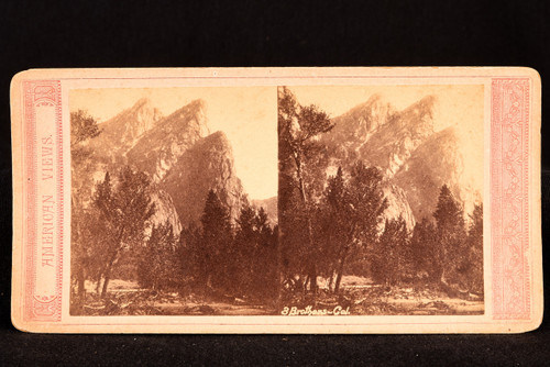 Three Brothers Yosemite California Stereoview Photo Mountain View CA 1870s V22