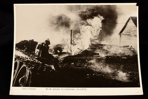 1940s WWII Press Photo Destruction Following Russian Attack Eastern Front V27