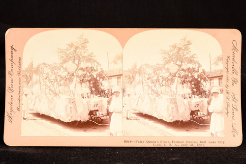 Stereoview Photo Fairy Queen's Float Pioneer Jubilee Salt Lake City Utah V28