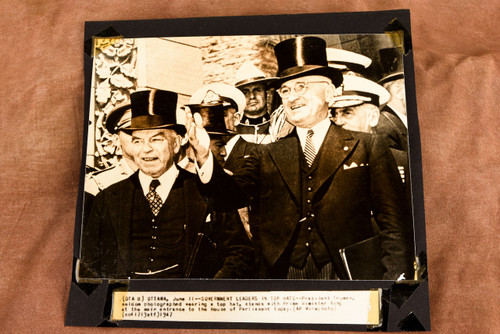 President Truman in Top Hat With Prime Minister King 1947 AP Wirephoto V30