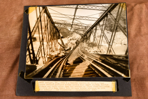 1947 AP Wirephoto Rutland Vermont Railroad Bridge Flood Damage Disaster V33
