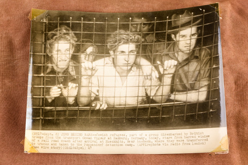 1947 Jewish Refugees Behind Bars Germany Poppendorf Camp AP Wire Photo V30