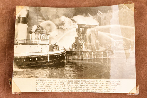 1947 AP Wire Photo Brooklyn NY Pier 8 Fire Rio Parana Freighter East River V31