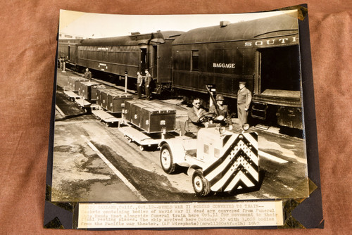 WWII Dead Returned from Pacific Oakland CA Funeral Train 1947 AP Wire Photo V33